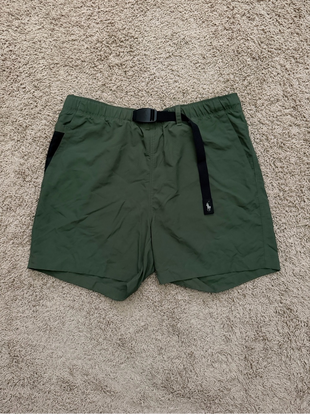 Polo Ralph Lauren Men's Olive Army Green Lightweight Belted Hiking Shorts 2XL